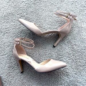 Pointed toe strappy heels with buckles and zipper